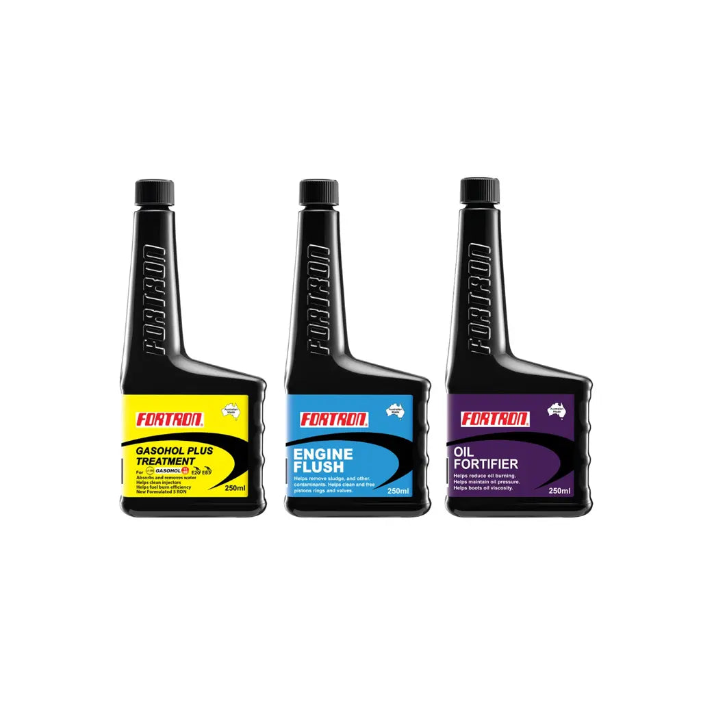 ชุดฟื้นพลังเครื่องยนต์ Fortron เบนซิน (Gasohol Plus + Oil Fortifier + Engine Flush)