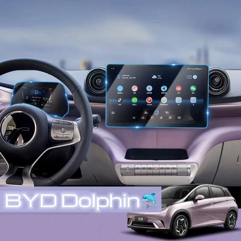พรีออเดอร์ ฟิล์มกระจก BYD Dolphin ฟิล์มกันรอย จอกลาง+จอไมล์