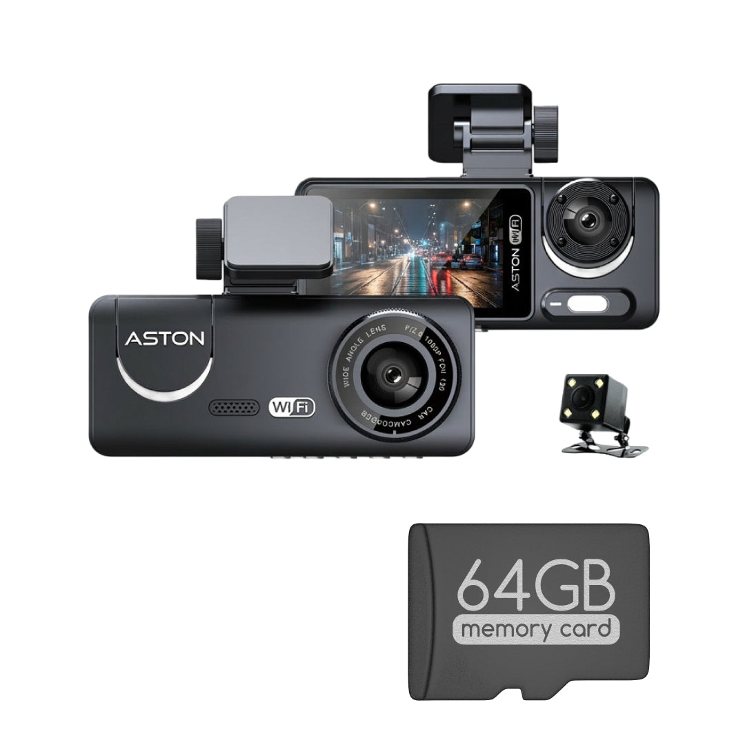 กล้องติดรถยนต์ 3 กล้อง Aston Triple Wifi 2K