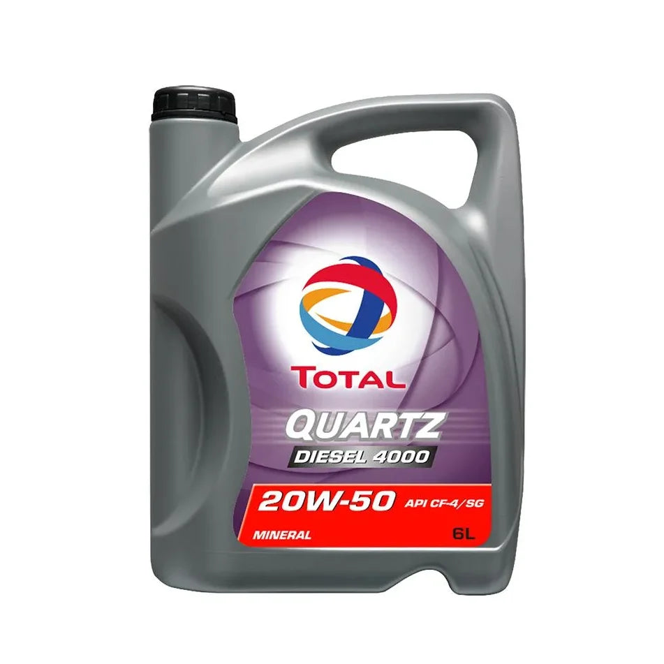 น้ำมันเครื่องยนต์ดีเซล TOTAL QUARTZ Diesel 4000 20W-50 6ลิตร