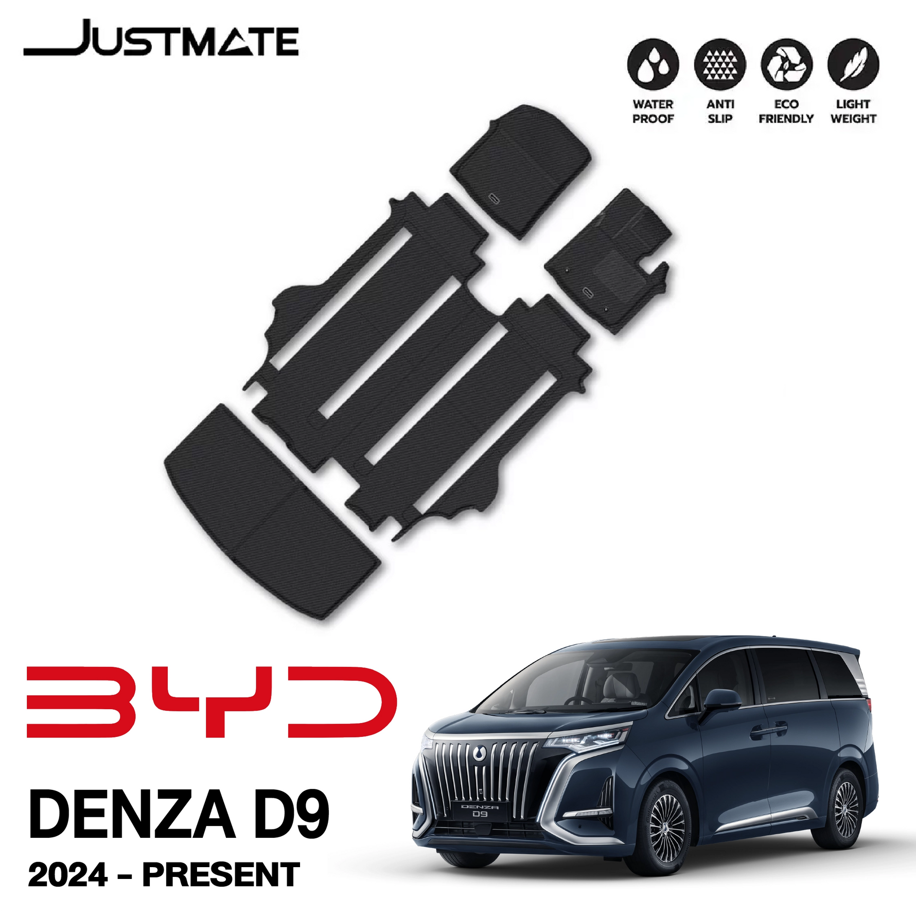 พรมรถยนต์ BYD DENZA D9 (2024 - PRESENT) ภายใน+ถาดท้าย