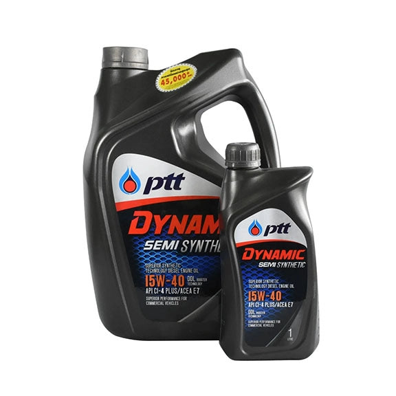น้ำมันเครื่อง PTT Dynamic Semi Synthetic CI-4 15W-40 ขนาด 6 ลิตร (แถม 1 ลิตร)