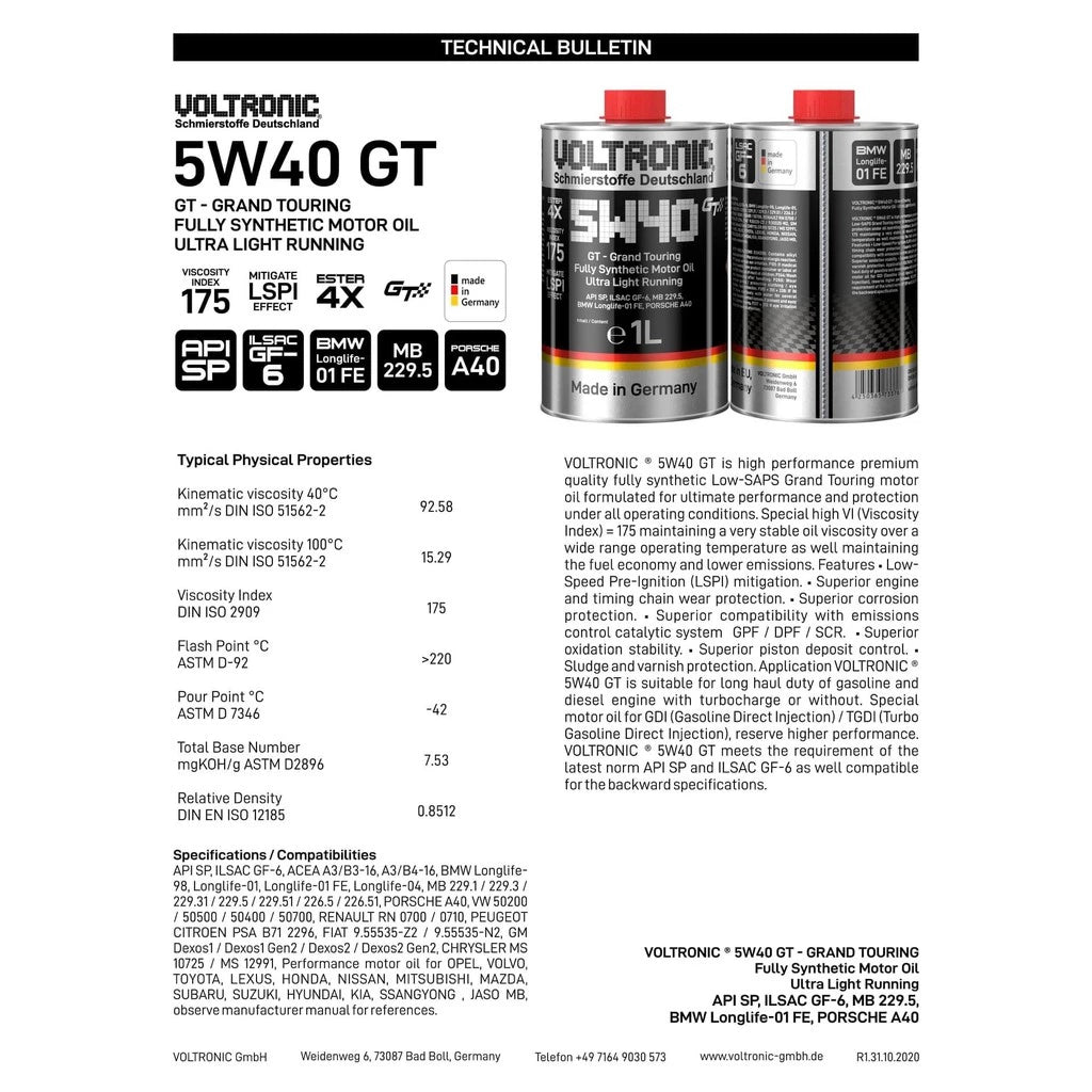 น้ำมันเครื่องสังเคราะห์แท้ 5W40 GT FULLY SYN MOTOR OIL 4ลิตร