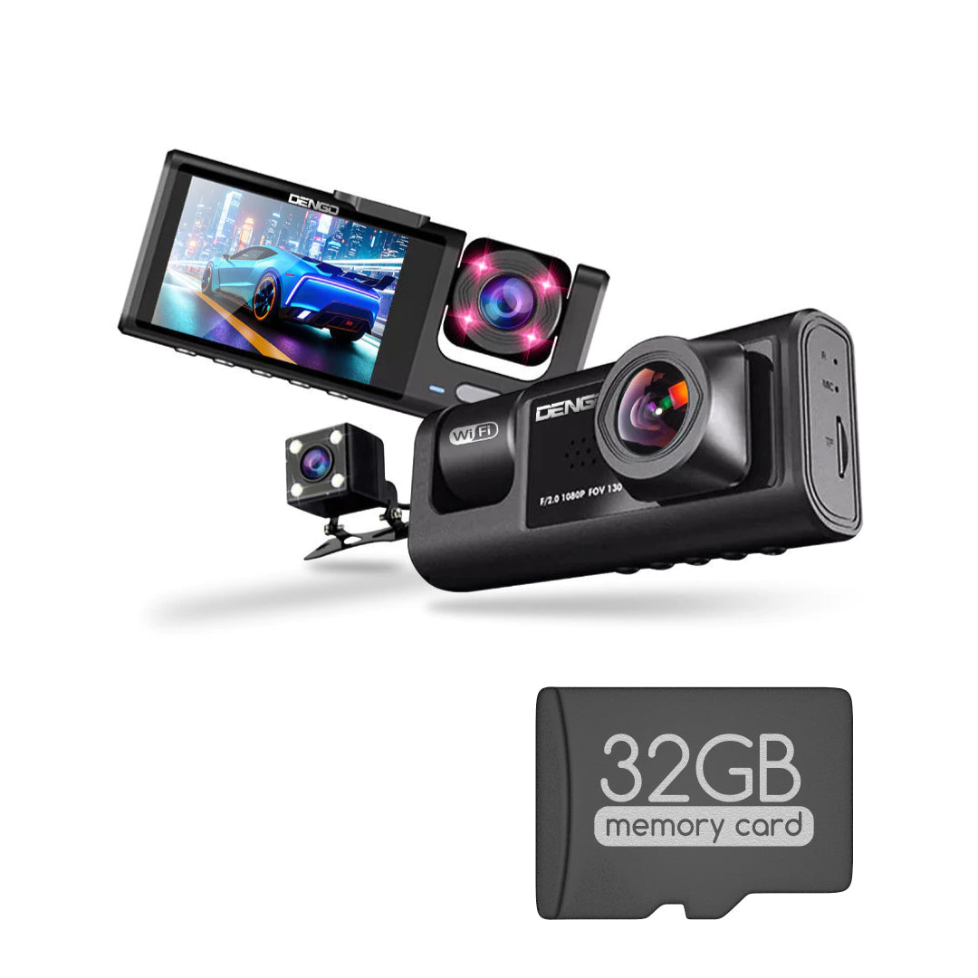 กล้องติดรถยนต์ Dengo Trinity Wi-fi 3 กล้อง (หน้า+หลัง+ห้องโดยสาร)