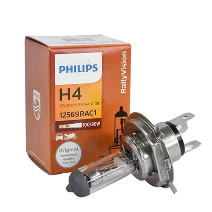 หลอดไฟหน้า PHILIPS H4 12V 100/90W จานแฉก (12569 RA)