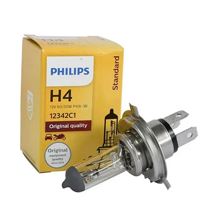 หลอดไฟหน้า PHILIPS H4 12V 60/55W จานแฉก (12342STC1A)