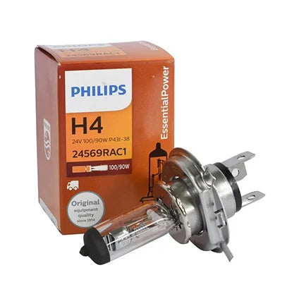 หลอดไฟหน้า PHILIPS H4 24V 100/90W จานแฉก (24569 RA)