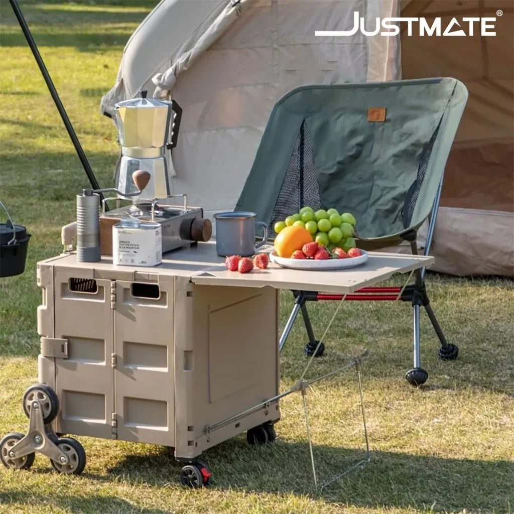 รถเข็นกล่องอเนกประสงค์ 2 in 1 JUSTMATE Camping Travel Box & Table 50 L