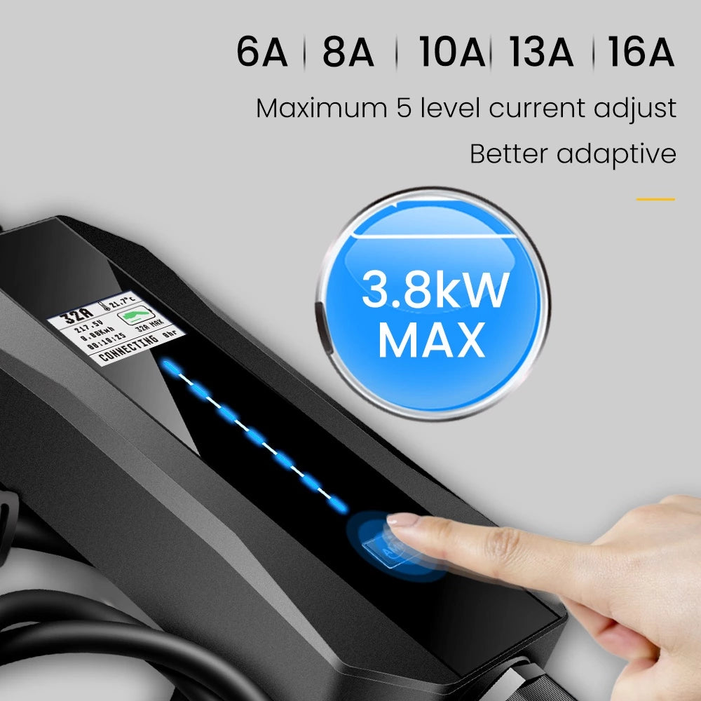 เครื่องชาร์จแบตเตอรี่รถยนต์ไฟฟ้าแบบพกพา Teison Portable Pro 16A 3.8kW , 7.4kW Type 2