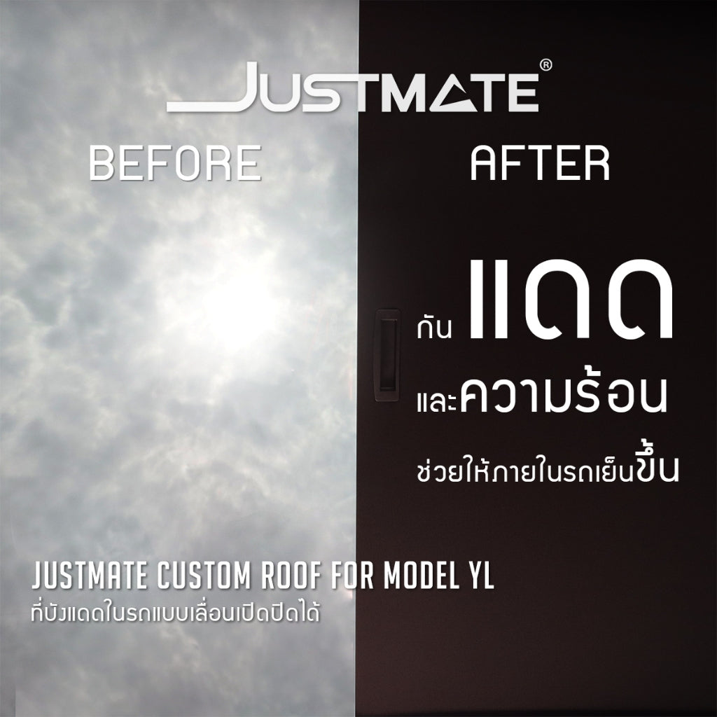 ม่านบังแดดภายในรถยนต์ Justmate Custom Roof for Tesla แบบเลื่อนเปิด-ปิดได้