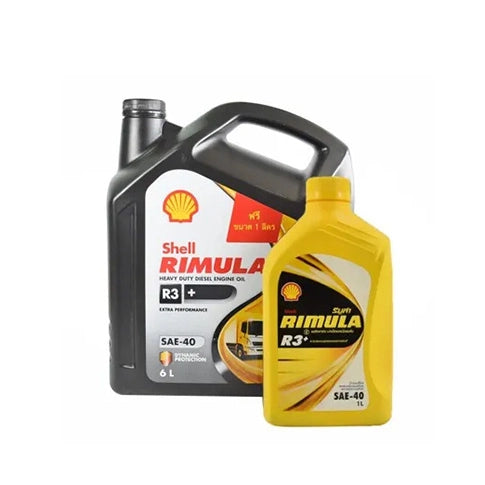 น้ำมันเครื่อง Shell Rimula R3+ SAE40 ขนาด 6 ลิตร (แถม 1 ลิตร)