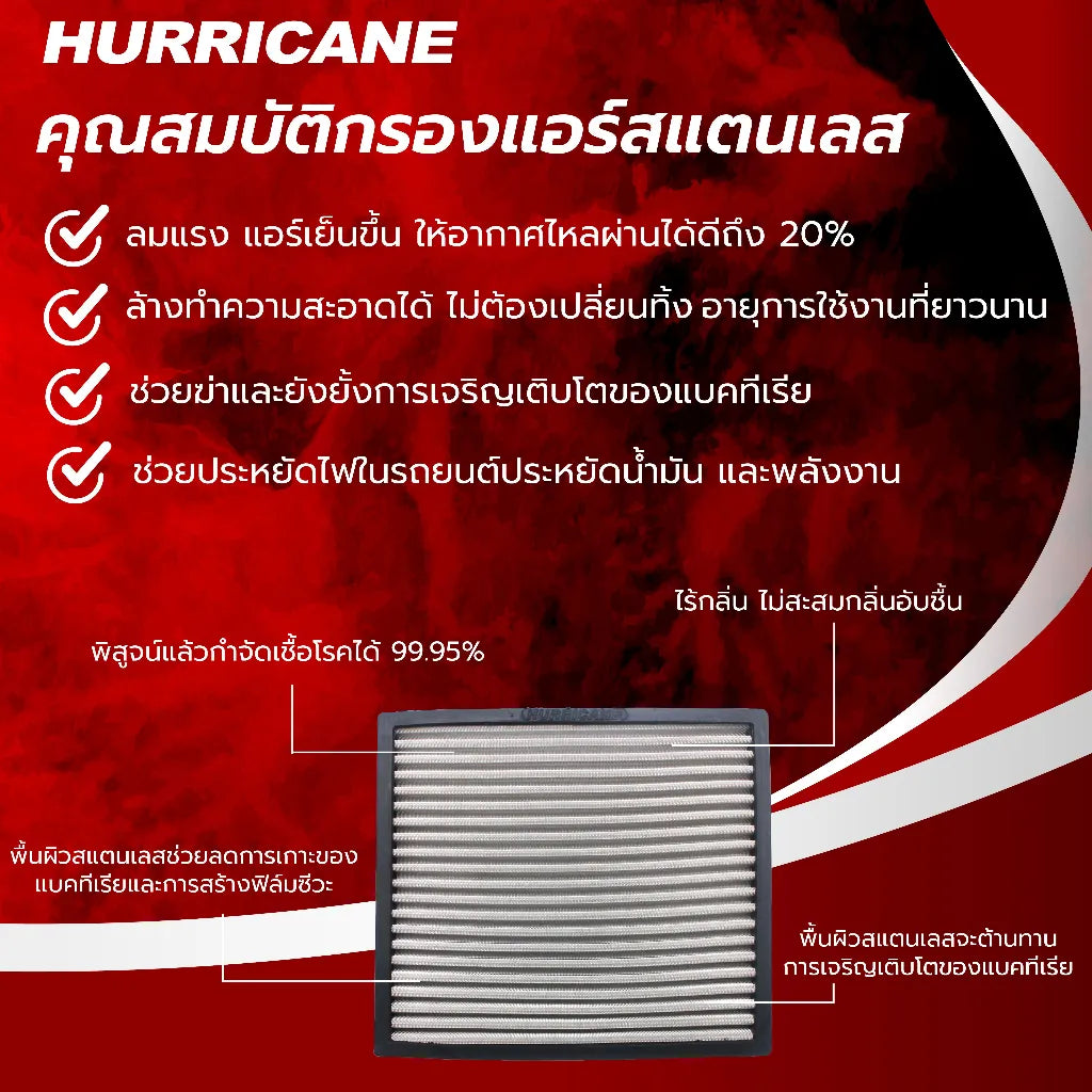 กรองแอร์ผ้าแดง & สแตนเลส Nissan Almera