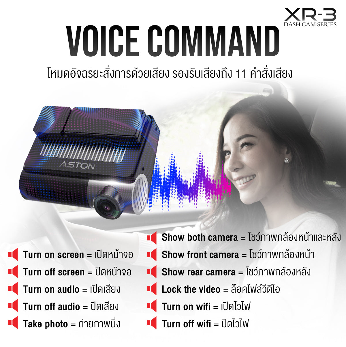 กล้องติดรถยนต์ Aston XR-3 -Front+Rear