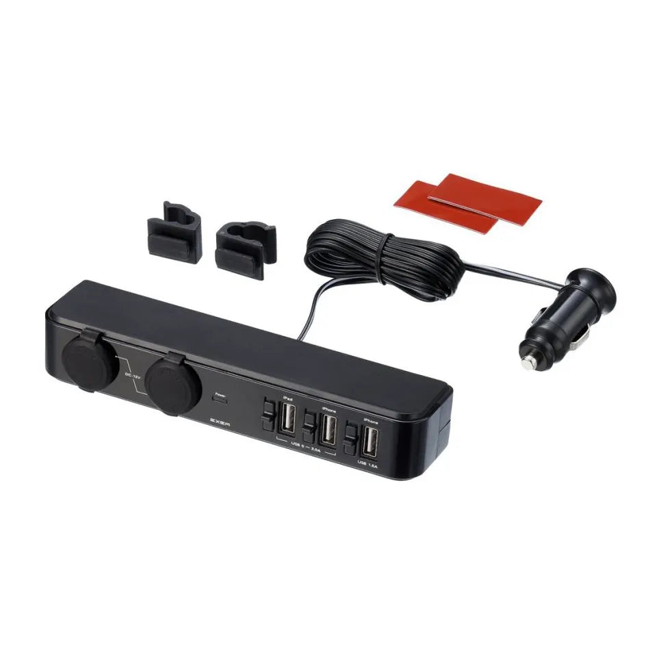 ช่องเสียบที่จุดบุหรี่ 2 Socket 3 USB รุ่น EM119 - Black