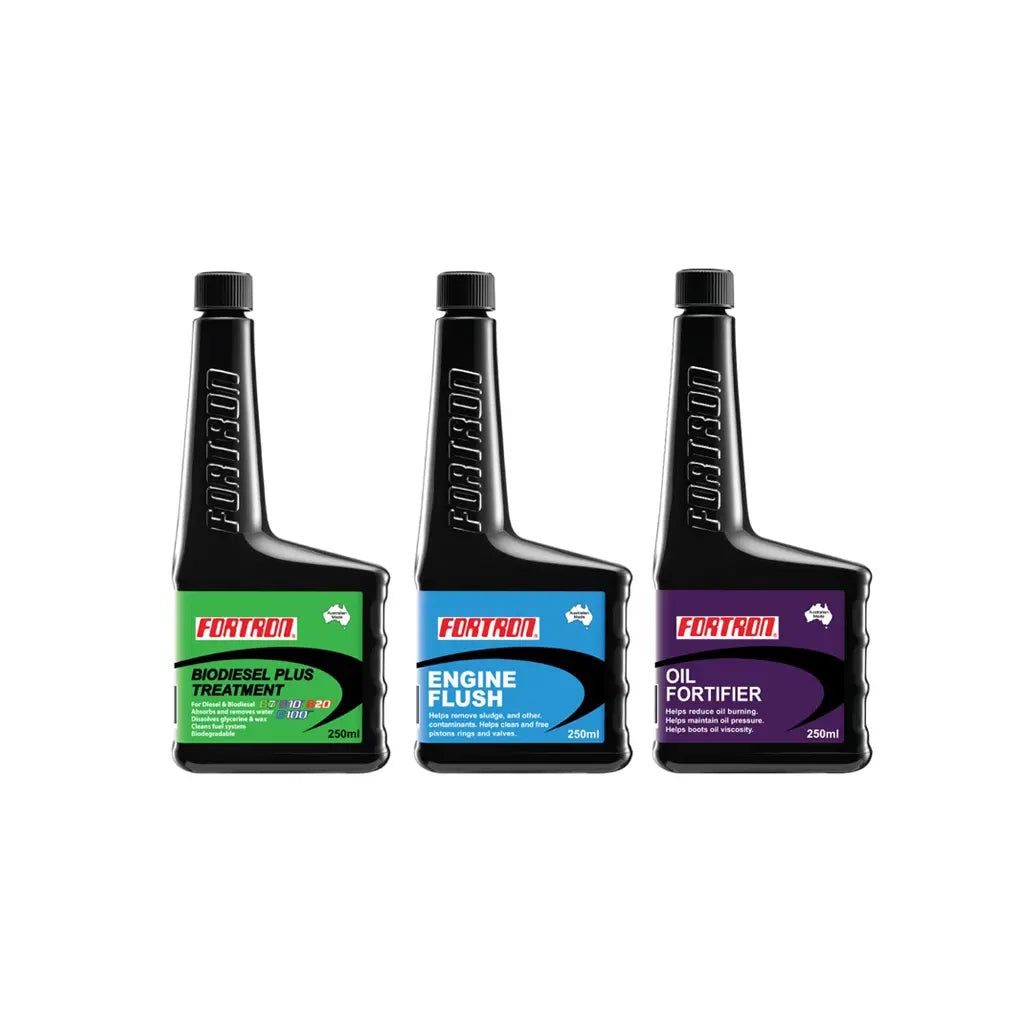 ชุดฟื้นพลังเครื่องยนต์ Fortron ดีเซล (Biodiesel Plus + Oil Fortifier + Engine Flush)