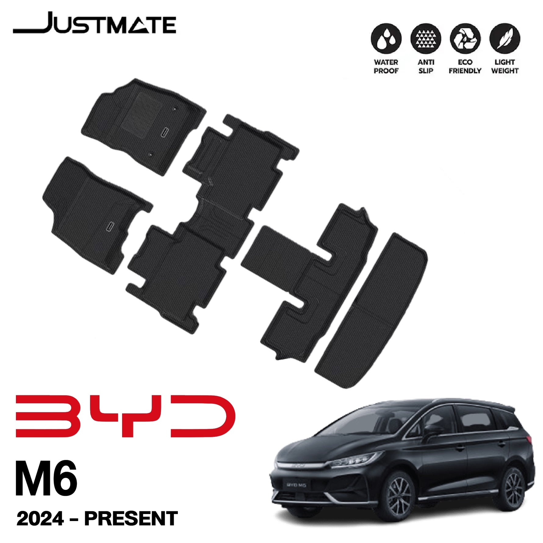 พรมรถยนต์ BYD M6 (2024 - PRESENT) ภายใน+ถาดท้าย