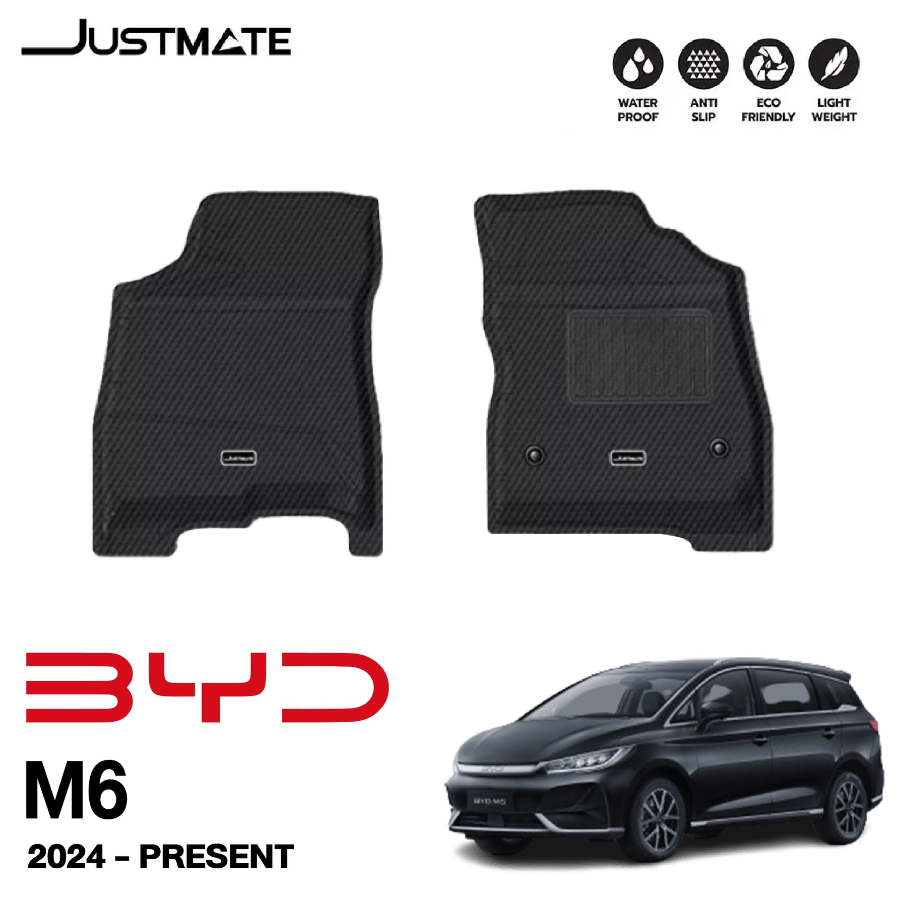 พรมรถยนต์ BYD M6 (2024 - PRESENT) เฉพาะถาดหน้า