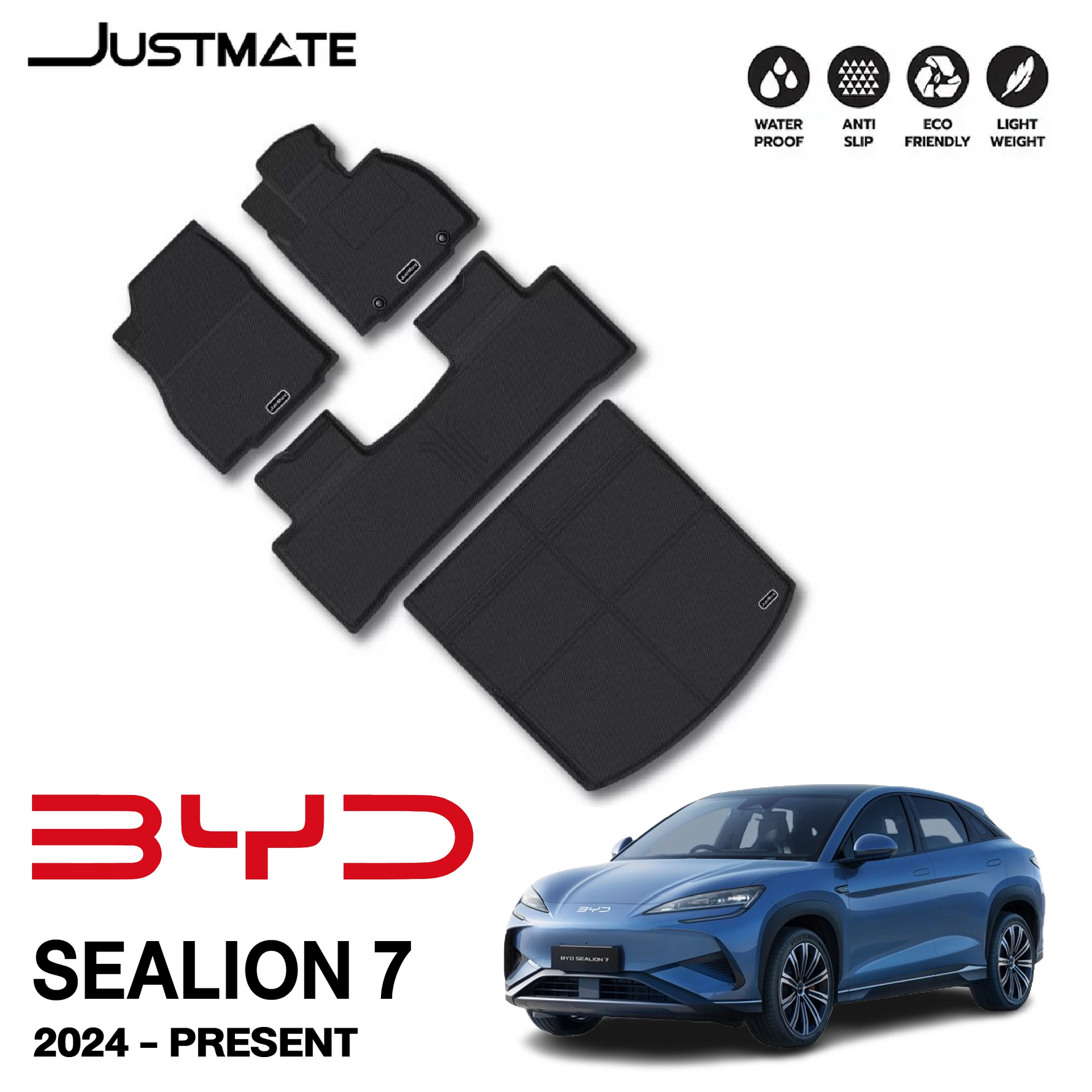 พรมรถยนต์ BYD SEALION 7 (2024 - PRESENT) ภายใน+ถาดท้าย
