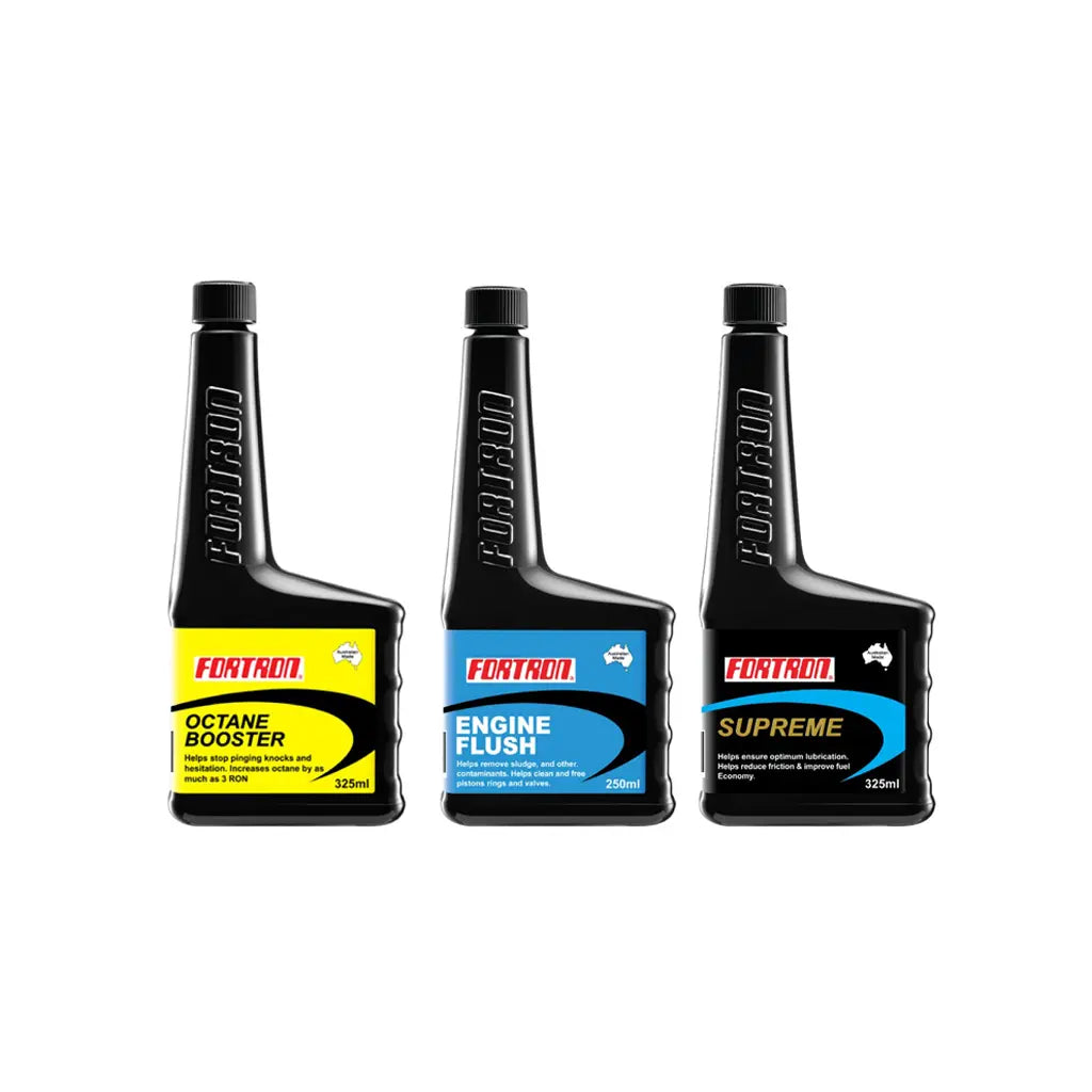 ชุดไฮเพอร์ฟอแมนซ์เบนซิน Fortron (Octane Booster + Engine Flush + Supreme)