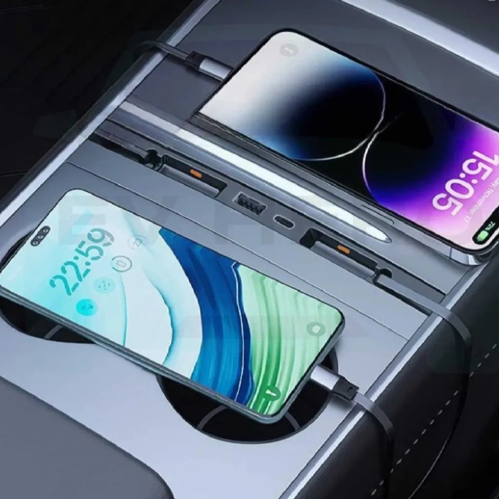 อะแดปเตอร์ฮับ พร้อมสายรูดเก็บ Type C, USB TESLA Model Y