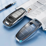 เคสกุญแจใส ขอบเงิน AUDI Case TPU
