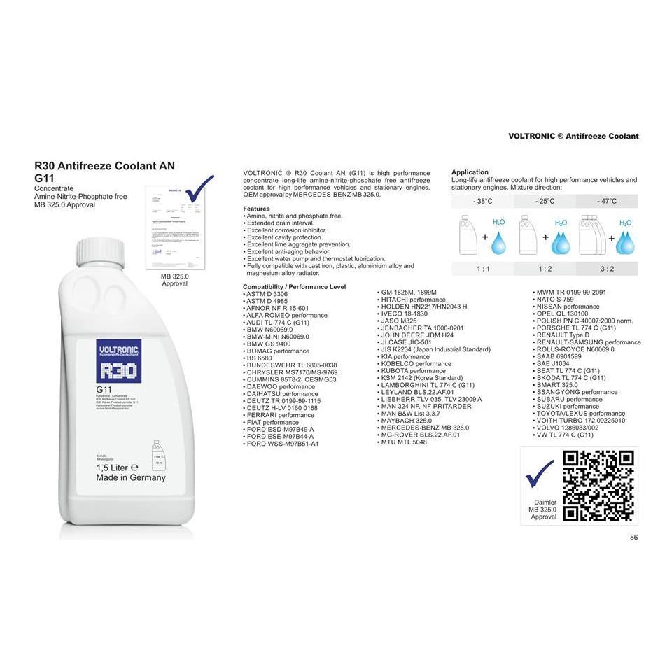 น้ำยาหล่อเย็น สูตรเข้มข้น R30 ANTIFREEZE COOLANT 1.5ลิตร