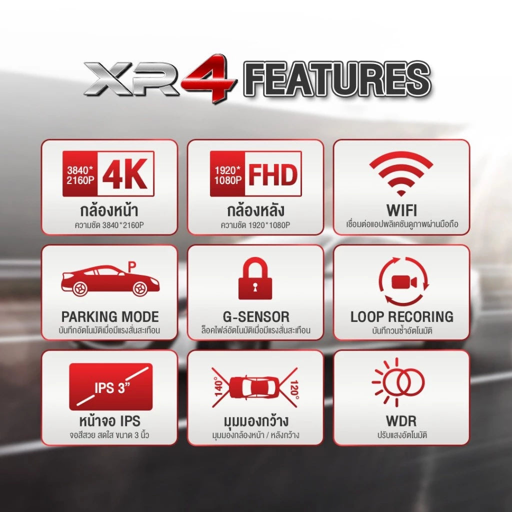 กล้องติดรถยนต์ ASTON XR-4 กล้องหน้า+หลัง
