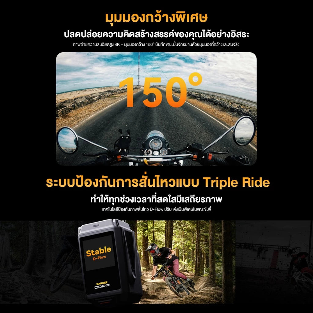 กล้องติดรถมอเตอร์ไซค์และจักรยาน DDPAI RANGER Riding Camera
