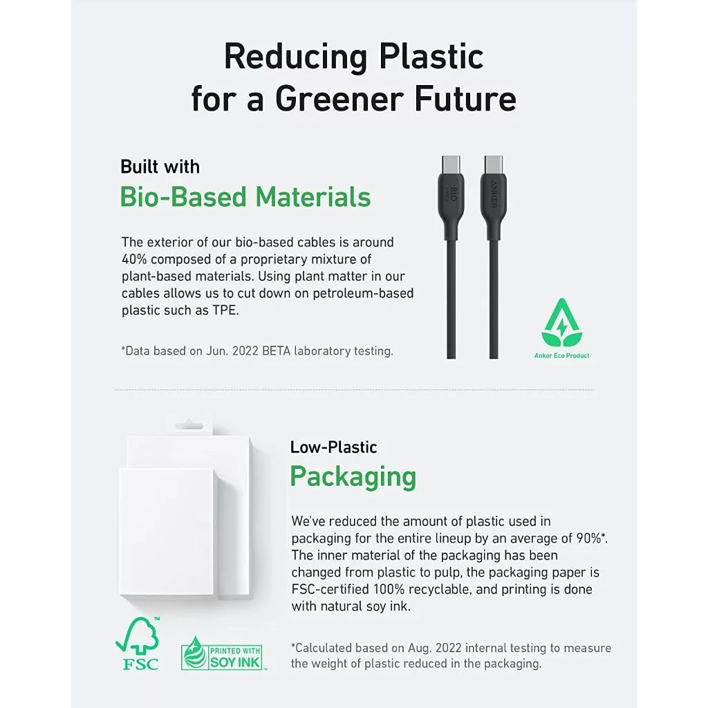 สายชาร์จ 5A Anker 140W USB-C to C (Bio-Based) 180cm สีขาว - AK411