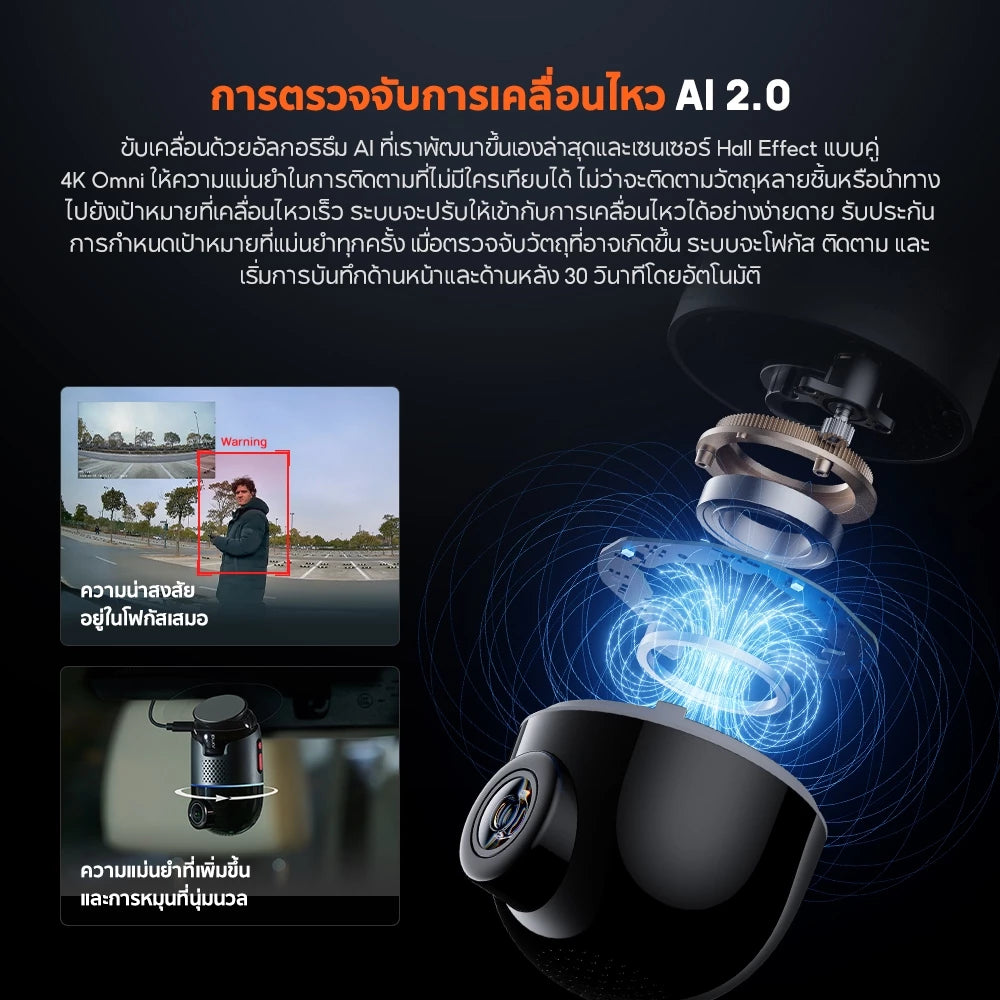 กล้องติดรถยนต์ 70MAI OMNI X800 เสริมกล้องหลัง