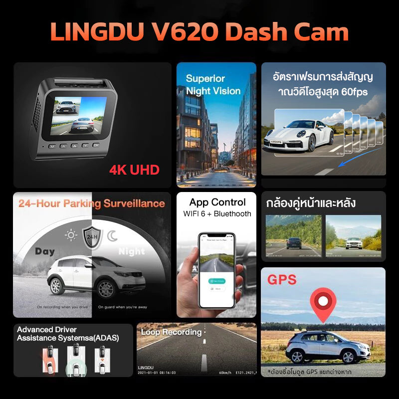 กล้องติดรถยนต์ LINGDU V620