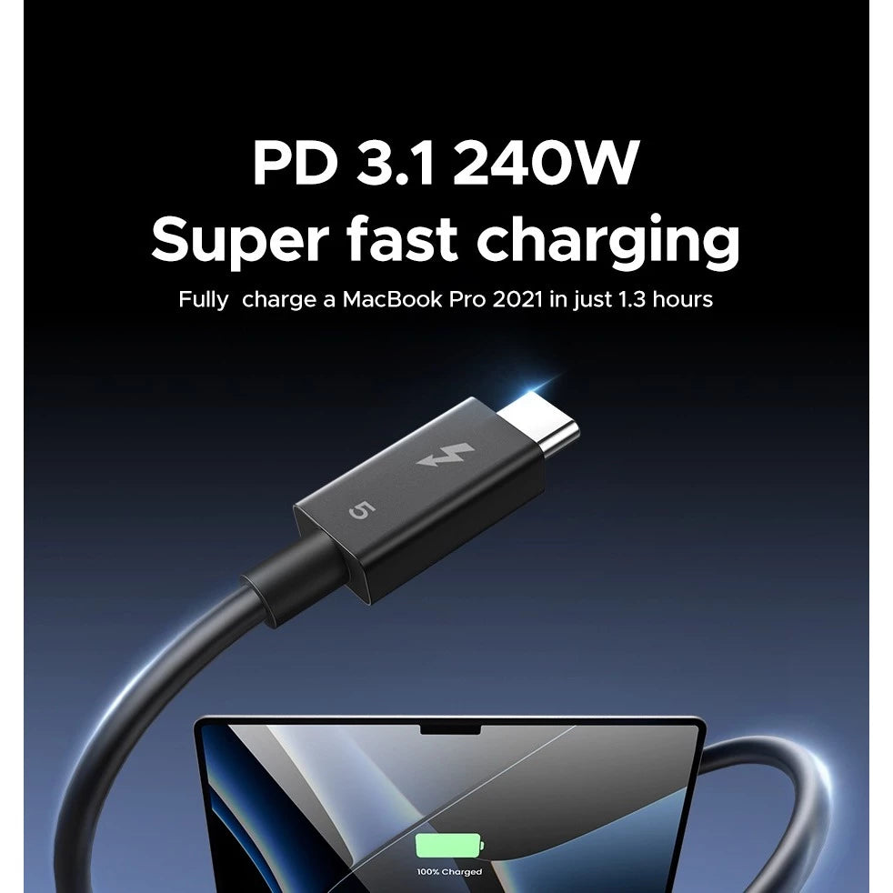 สายชาร์จ UGREEN 240W Thunderbolt 5 Type-C รุ่น 45996