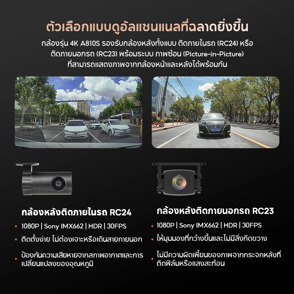 กล้องติดรถยนต์ 70MAI A810S เฉพาะกล้องหน้า